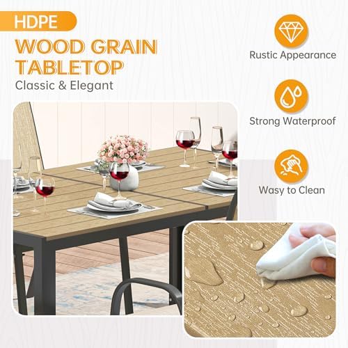PIZZELLO 7-Piece Outdoor Dining Set w/ 60" Outdoor Table and 6 Chairs