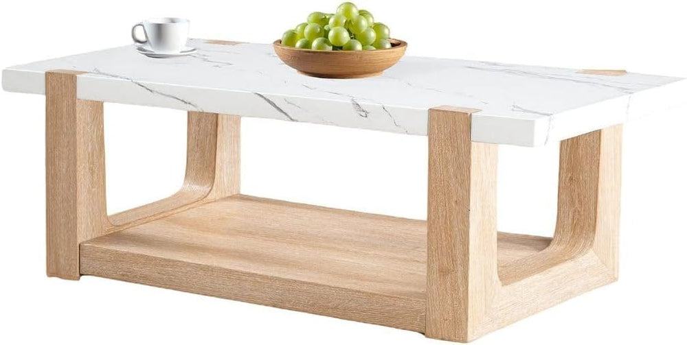 Modern Contemporary 3 Piece Table Set, Faux Marble Top Coffee Table End Table...