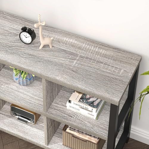 FOLUBAN 6 Cube Storage Organizer with Shelf, Industrial Horizontal Low Cubby ...