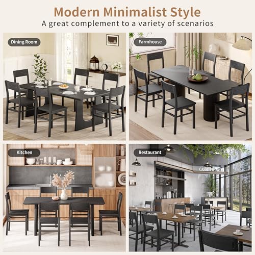 MECHYIN Black Dining Chairs Set of 6, Upgrade Farmhouse Kitchen Room Chair