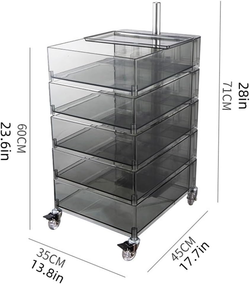 End Table with Storage and Wheels Plastic Side Cabinet Storage Cart Bedside T...