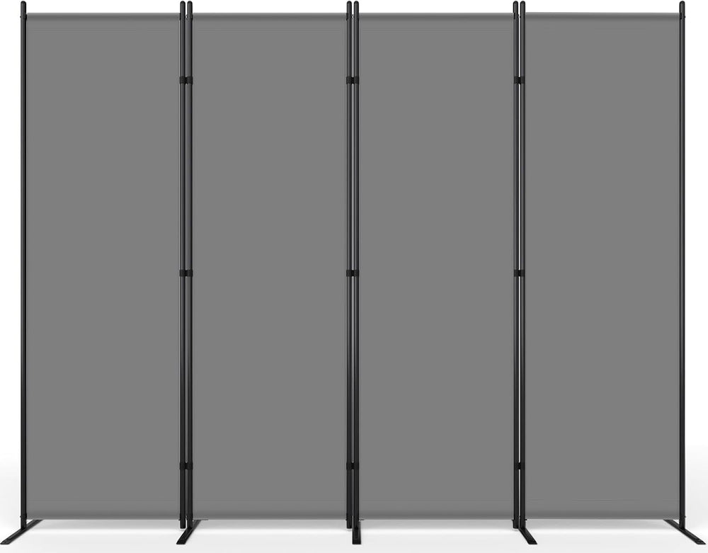 AKTOP 4 Panel Room Divider, 88" W x 6FT Fabric Folding Privacy Screen, Grey