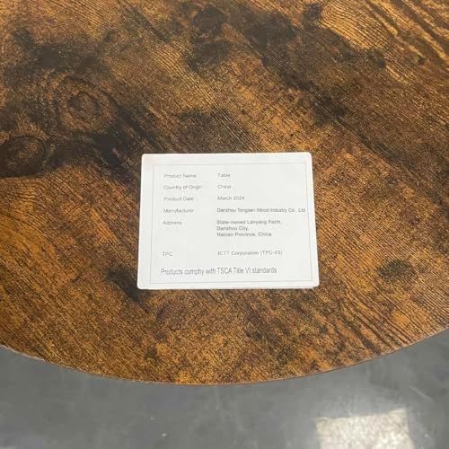 23.6" 3 Piece Round Bar Table and Chair Set with Shelf Rustic Brown | Ru...