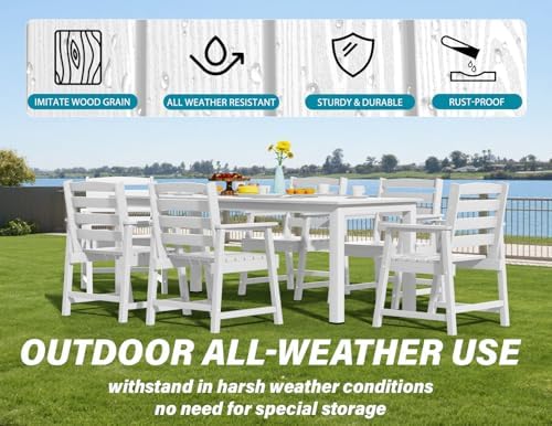Ayge 9-Piece Outdoor Dining Set – HDPE Patio Furniture for 8 with 2" Hol...