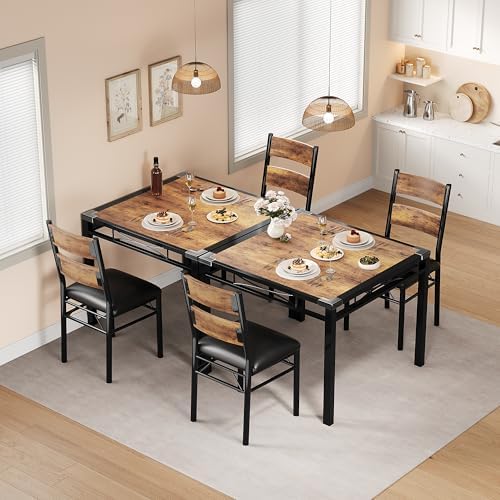 IDEALHOUSE Dining Table Set for 2, Dining Table with 2 Upholstered Chairs, Bi...