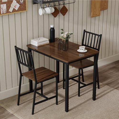 3-Piece Dining Table Set for 2, Space-Saving Kitchen Table Set for Small Spac...