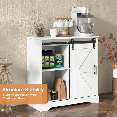 Panana Sliding Barn Door Buffet Sideboard Storage Cabinet Coffee Bar Kitchen ...