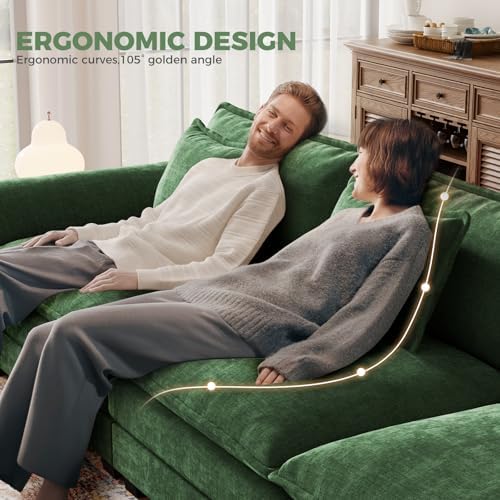 CDCASA 154" Modular Sectional Sofa, Comfy U-Shaped Cloud Couch with 2 Mo...