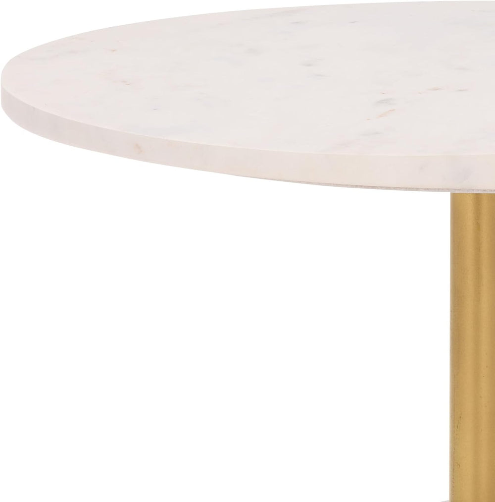 SAFAVIEH Home Collection – Kashi Clear Glass & White Marble Round Side Ta...