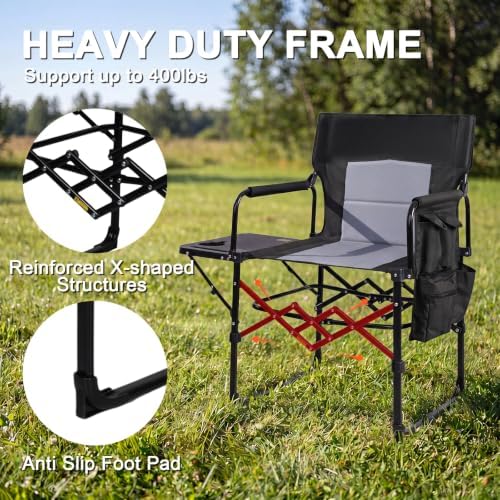 Romswi 2 Pack Folding Director Chair for Outdoor, Heavy Duty Camping Chair wi...