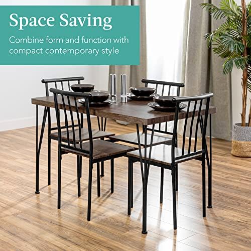 Best Choice Products 5-Piece Metal and Wood Indoor Modern Rectangular Dining ...