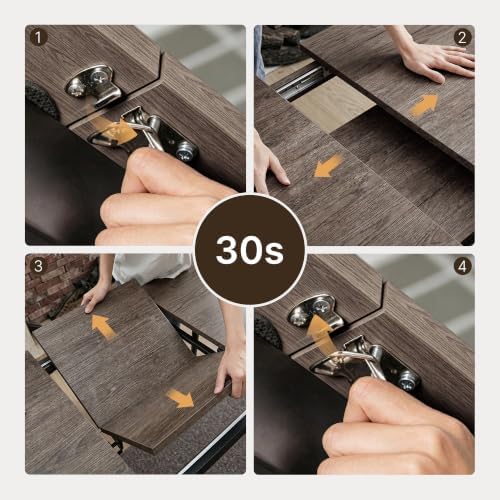 Ahomly 63“ Extendable Dining Table Set with 180° Smart-Flip Pivot, Gray