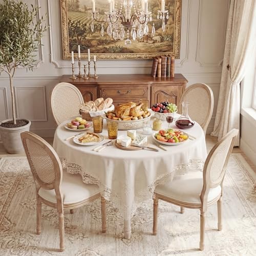 Polar Aurora Dining Chairs Set of 4 Beige Rattan Round Back with Solid Wood L...