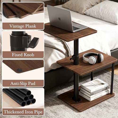 Faesun Swivel Side Table for Couch Arm, Height Adjustable C Shaped End Table ...