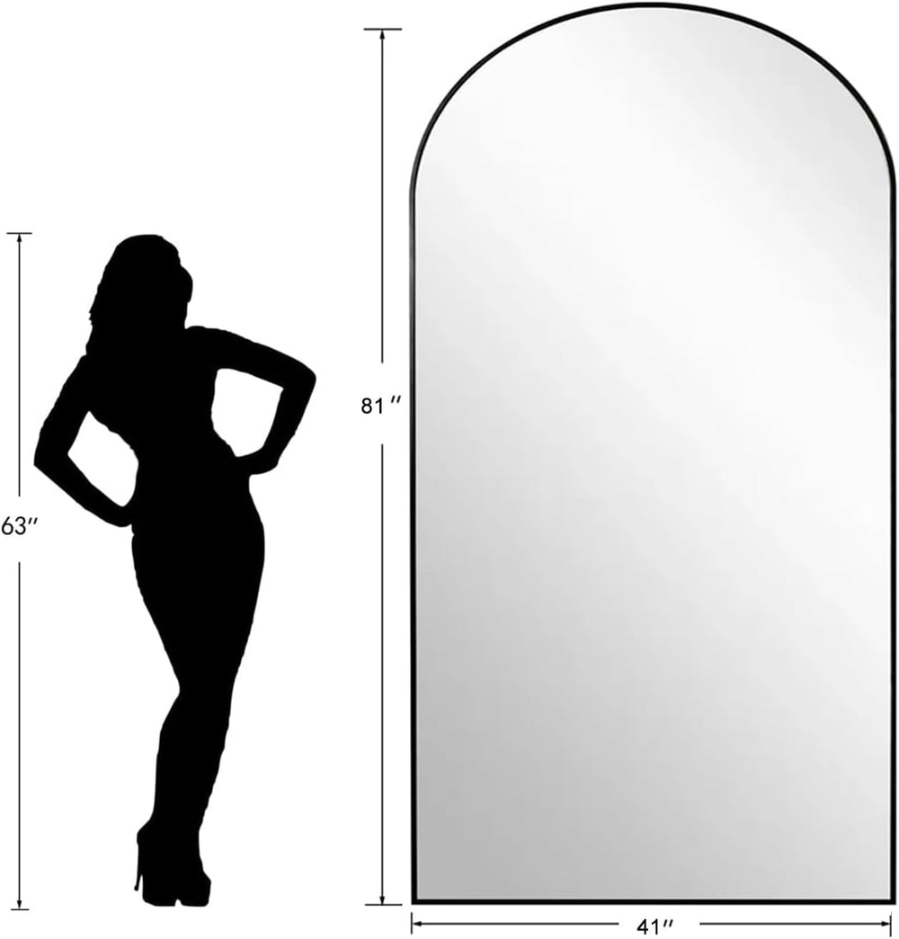 Arched Full Length Mirror, 81"x41" Large Floor Mirror, Black