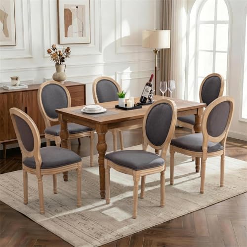 SoarFlash French Dining Chairs Set of 6, Vantage Dining Chair with Round Back...