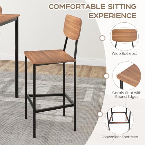 GIANTEX 5-Piece Dining Table Set W/Counter Height Table & 4 Bar Stools, I...