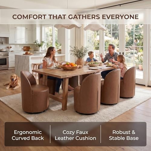 HNY Upholstered Kitchen & Dining Room Barrel Chairs Set of 4, Mid Century...
