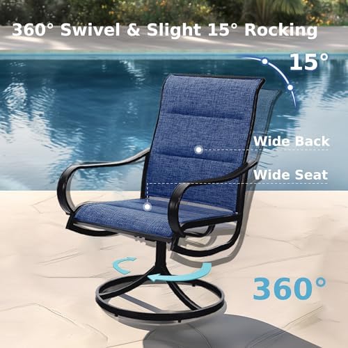 MFSTUDIO Outdoor Dining Set for 8, Patio Furniture Table w/Swivel Chairs