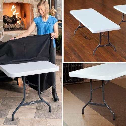 Lifetime 22980 8-Foot Commercial Folding Table, White Granite HDPE Top, Steel...