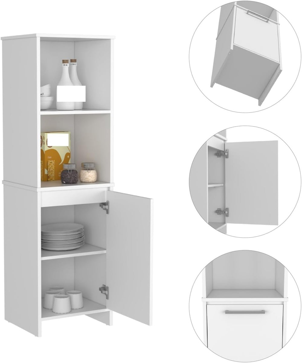 Kitchen Pantry, Two External Shelves, Single Door Cabinet, Two Interior Shelv...