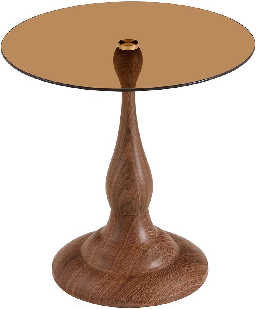 Round Side Table,Round Coffee Table, Small End Tables with Round Metal Frame,...