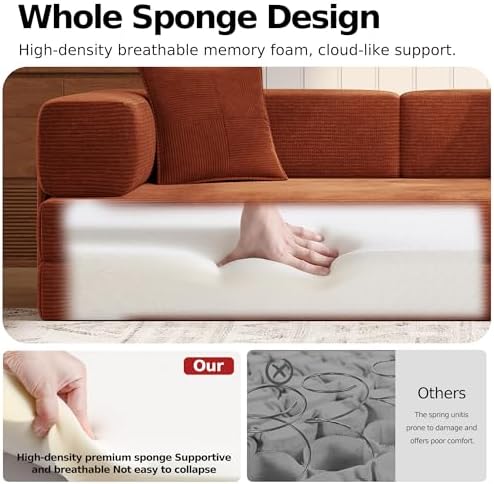 MoonSpeak 78.8'' Futon Sofa Bed, Couches for Living Room | Corduroy C...
