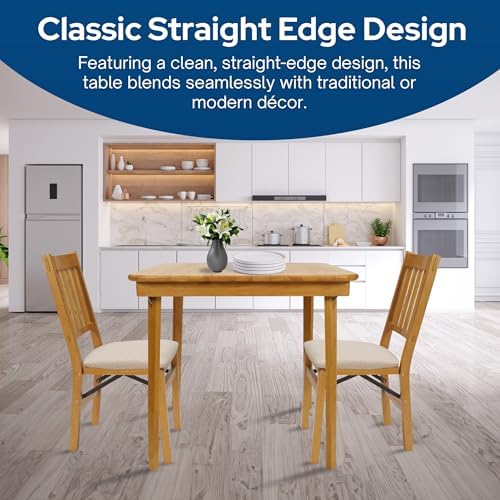 Stakmore Classic Straight Edge Square Wood Folding Table, 32x32, Oak