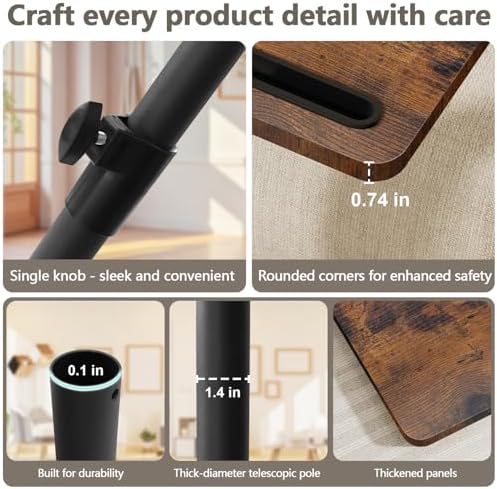 YUHFERA Sofa Armrest Tray Table for Couch - 360° Swivel Height Adjustable End...