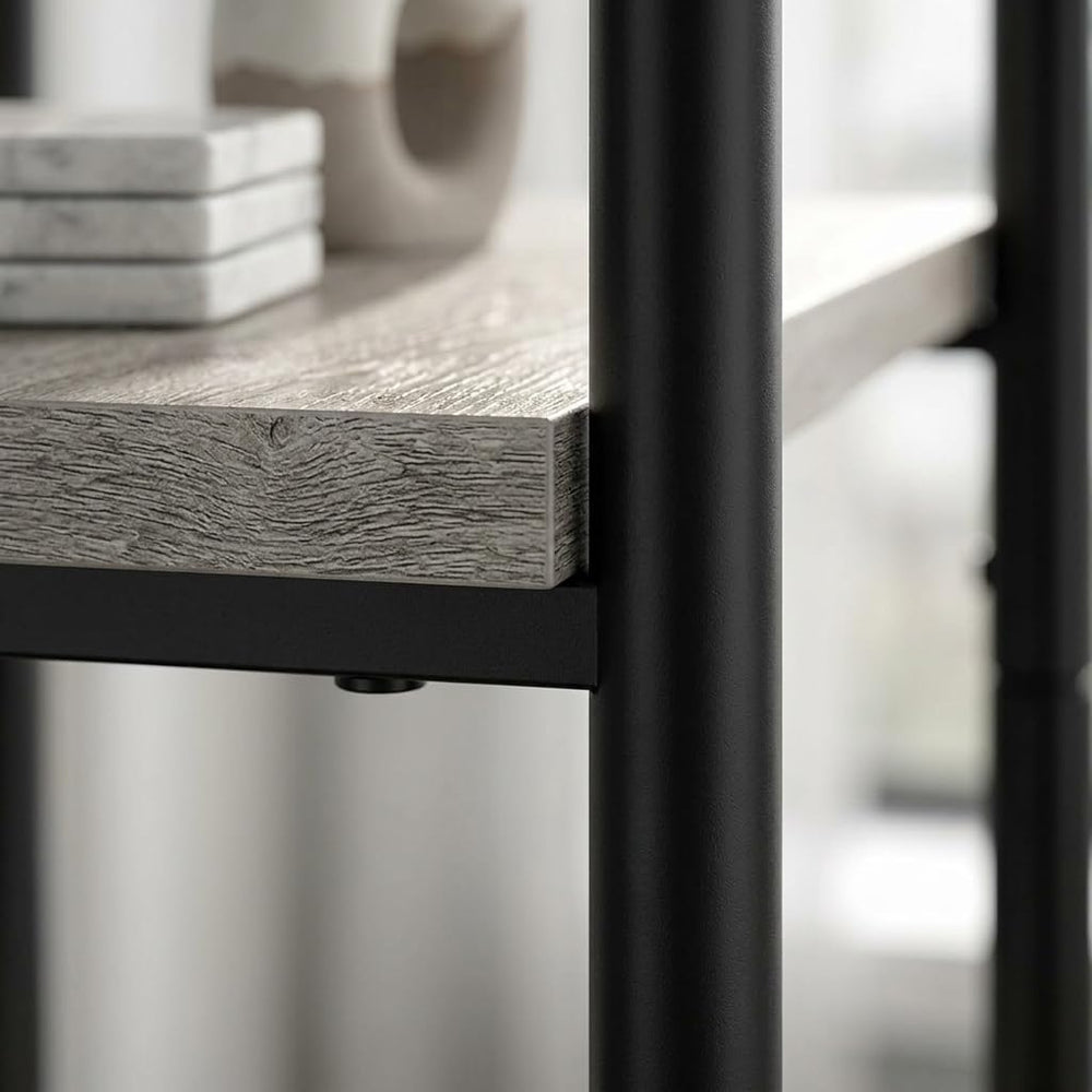 3 Tier End Table for Small Space, Modern Oak Grey Side Table with Metal Frame...
