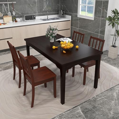 GIANTEX Farmhouse Dining Chairs Set of 4, Wood Kitchen Chair w/Ladder Back