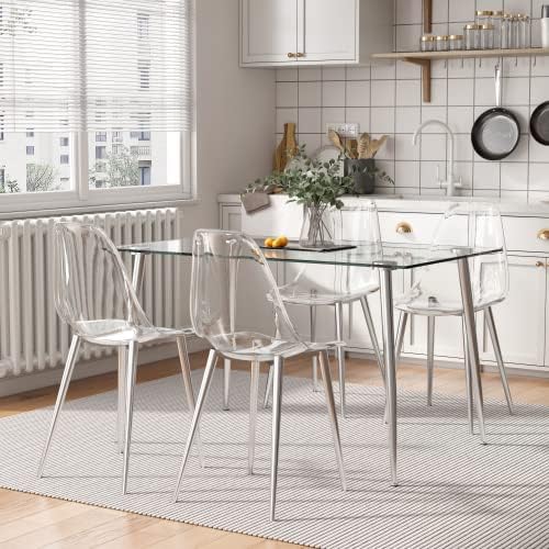 Baysitone Clear Dining Chairs Set of 4, Modern Kitchen Chairs with Transparen...