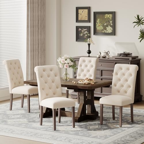 MALOL Upholstered Tufted Dining Room Chairs Set of 4, Parsons Kitchen Chairs ...