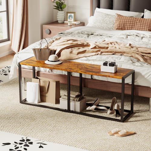 VINGLI Industrial Dining Bench for Dining Room, 47.2 Inch Rustic Brown Kitche...