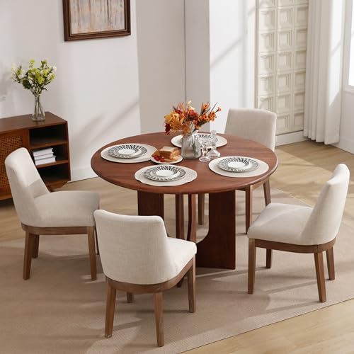 RIVOVA Upholstered Dining Chairs Set of 6, Modern Wooden Dining Room Chair wi...