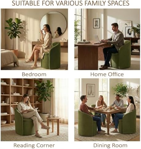 KISLOT Upholstered Dining Chairs with Casters, No Assembly Rolling Modern Din...