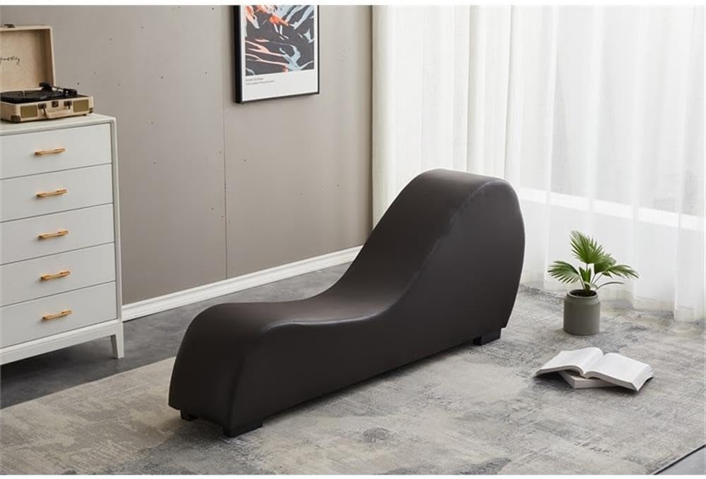 Kolar Faux Leather Yoga Chaise Lounge Chair, Relaxation, Streching, in Brown
