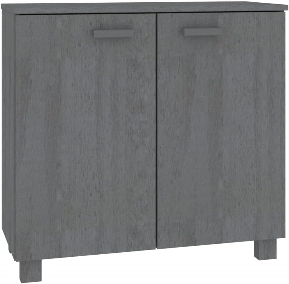Dark Grey Solid Pine Wood Sideboard with MDF Large Storage, Rustic Style Furn...