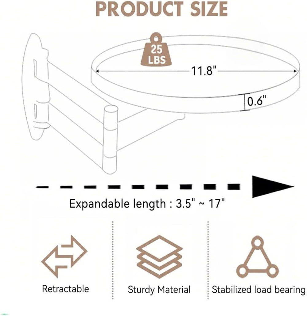 11.8-inch Retractable Wall-Mounted Folding Table with Adjustable Angle | Sofa...
