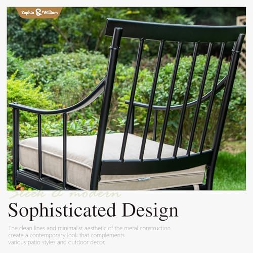Sophia & William 7-Piece Patio Dining Set, Metal Table, Stright Leg Chairs