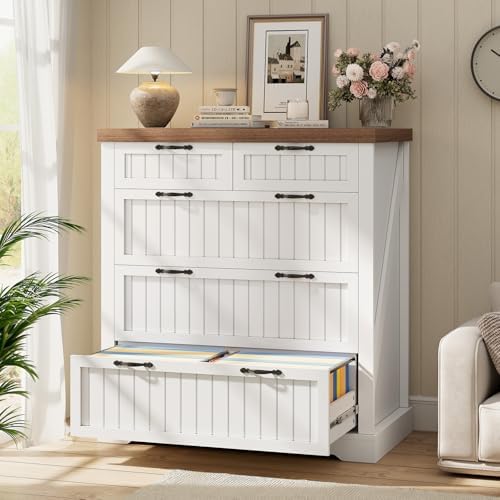 SEDETA Farmhouse File Cabinet with 5 Drawers, Filing Cabinet for Home Office,...