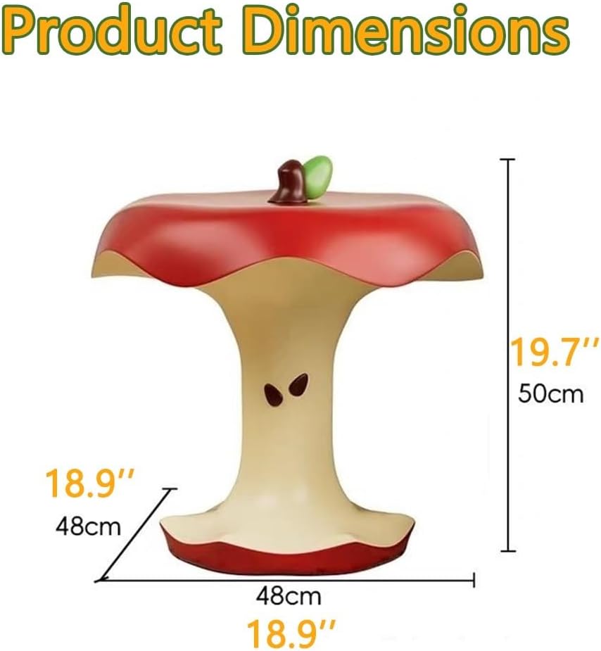 Resin Apple-Shape Side Table – Fruit Shaped Accent Table, Modern Small End Ta...