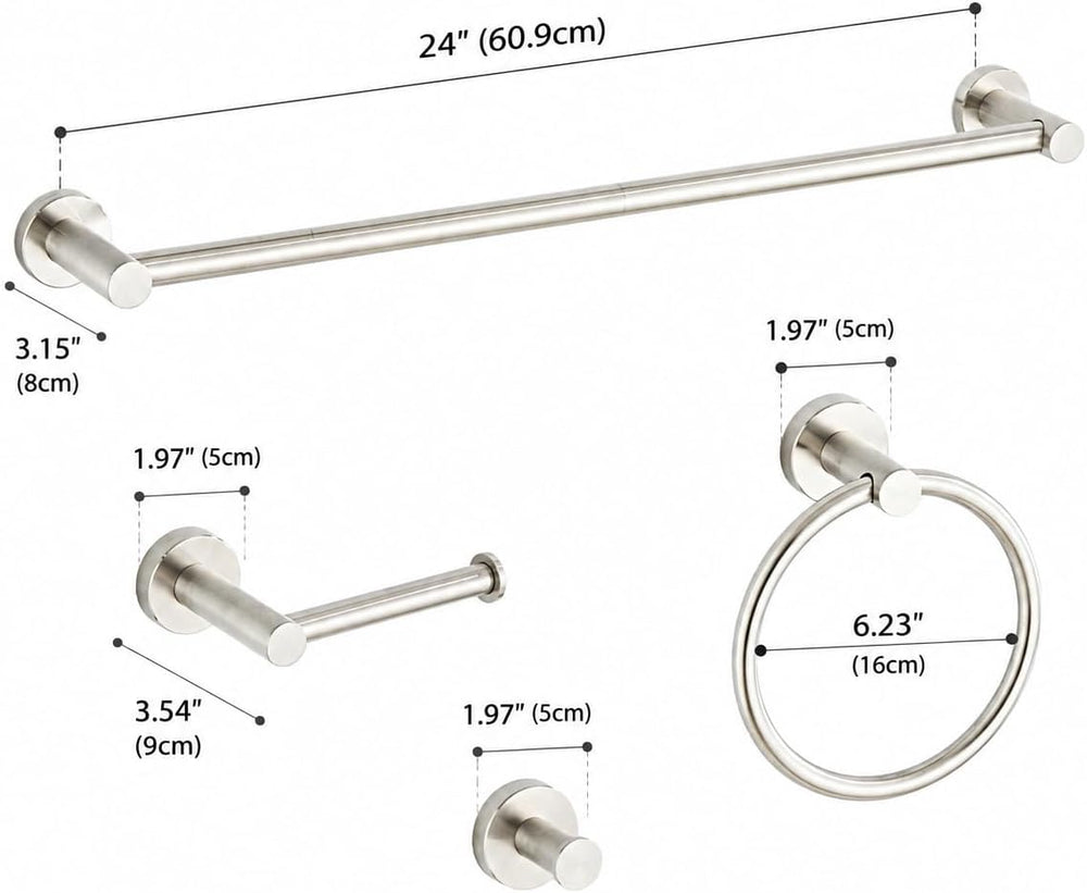 Bathroom Hardware Set 5 Piece, Brushed Nickel Bathroom Accessories Set, SUS30...