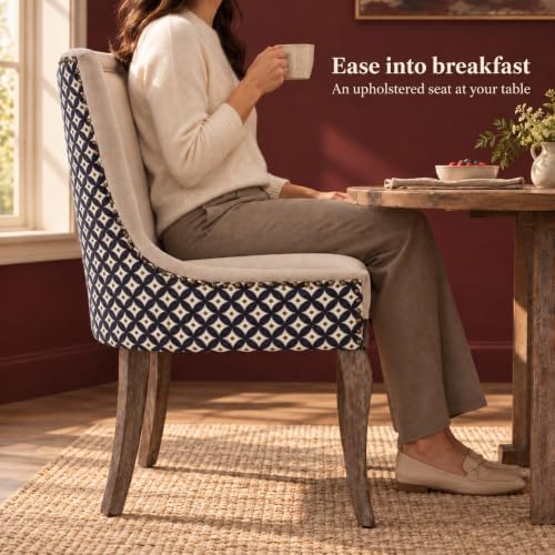 Upholstered Dining Chairs Set of 2, Fabric Kitchen Chair with Nailhead Trim, ...