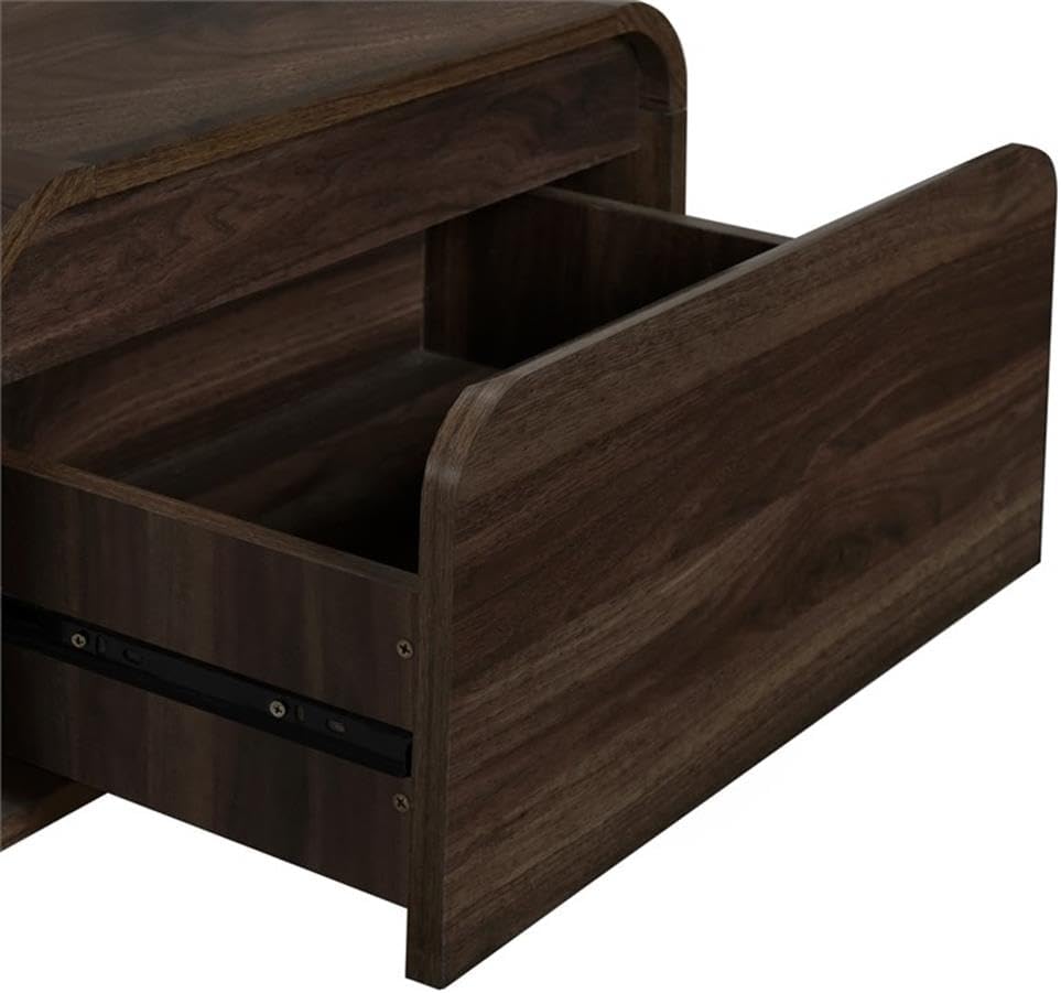 Pemberly Row Modern 2-Piece Wood End Table Set, Walnut Finish, 21.6 in W x 15...