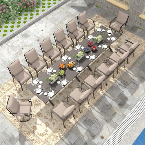 16 PCS Outdoor Patio Dining Set,Patio Table and Chairs Metal Outdoor Patio Fu...