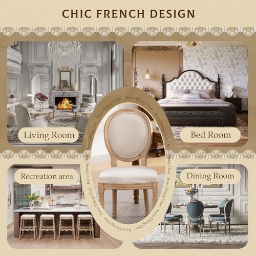 SoarFlash French Dining Chairs Set of 2, Vantage Dining Chair with Round Back...