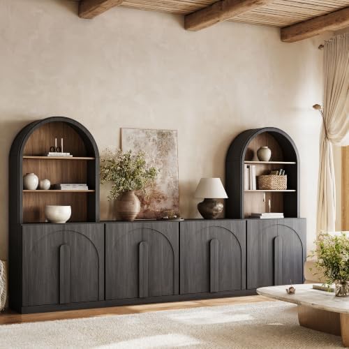 BELLEZE Bijou 126" Wall Unit 6-Piece Modular TV Stand - Ebony