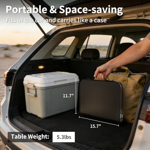 Small Camping Table 2Ft X 1.3Ft, Aluminum Portable Adjustable Table