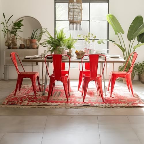 AC Pacific 18 Inch Seat Height Industrial Metal Dining Chairs, Stackable Kitc...